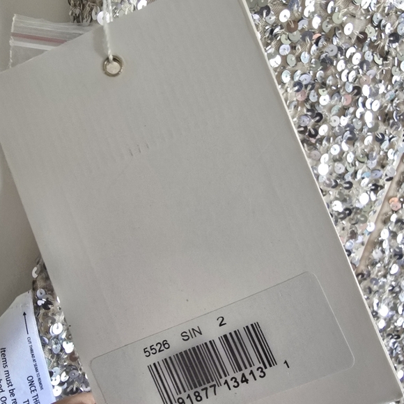 NWT! Mac Duggal, Sleeveless Sequined Midi Sheath Dress, Silver Nude, Size 2 - Picture 11 of 11
